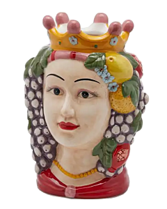 Oldenhof Siciliaans hoofd vrouw L ø 15 cm x 22 cm aardewerk rood