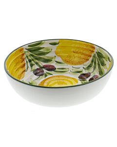 Oldenhof ronde schaal met citroenen en olijven ø 28 cm aardewerk wit