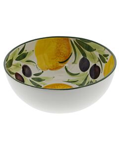 Oldenhof ronde schaal met citroenen en olijven ø 21 cm aardewerk wit