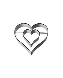 Birkmann uitsteekvorm hart met hart erin 6 cm rvs