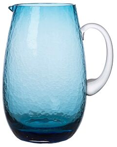Broste Copenhagen Hammered karaf 2 liter ø 14 cm h 22 cm glas blauw