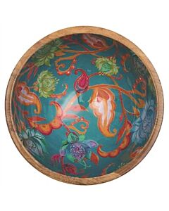 By Room schaal rond ø 25 cm mangohout turquoise/oranje