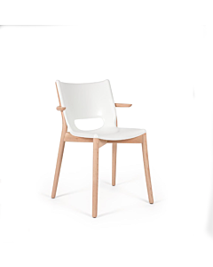 Alessi Philippe Starck Poêle stoel met armleuningen beukenhout staal wit
