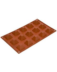 Silikomart bakvorm 15 piramides 3,6 cm silicone bruin