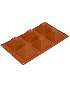 Silikomart bakvorm 6 piramides 7,1 cm silicone bruin