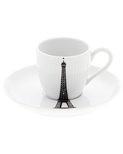 Pillivuyt Paris Partage koffiekop en schotel 100 ml porselein wit