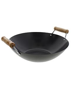 Oldenhof wok met anti-aanbaklaag ø 35 cm 2 grepen plaatstaal zwart