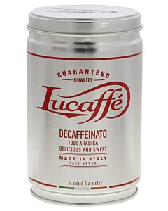 Lucaffé Decaffeinato gemalen koffie blik 250 gram
