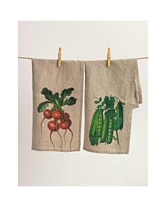 Oldenhof Radish & Peas handdoek 42 x 60 cm linnen 2 stuks