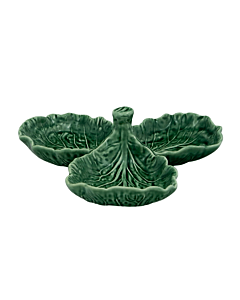 Bordallo koolblad 3-delige olijfschaal aardewerk groen