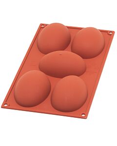 Silikomart bakvorm 5 halve eieren 10 x 7 cm silicone bruin