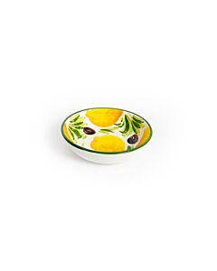 Oldenhof ronde schaal met citroenen en olijven ø 16 cm aardewerk wit