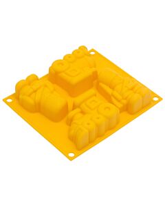 Silikomart Babyline Happy Toys bakvorm 17,5 cm silicone geel