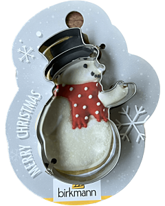 Birkmann Kerst Sneeuwpop met hoed uitsteekvorm 8 cm rvs