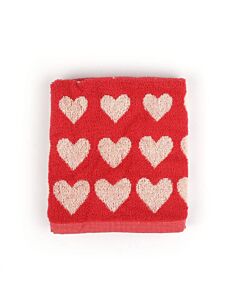 Bunzlau Castle Hearts handdoek 53 x 60 cm katoen rood