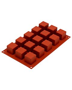 Silikomart bakvorm 15 kubussen 3,5 cm silicone bruin
