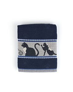 Bunzlau Castle Cats handdoek 53 x 60 cm katoen donkerblauw