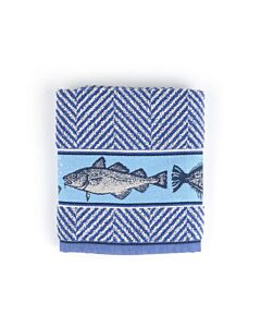 Bunzlau Castle Fish handdoek 53 x 60 cm katoen koningsblauw
