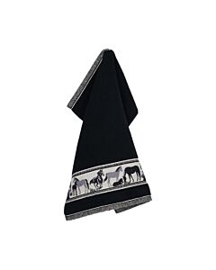 Bunzlau Castle Horse handdoek 53 x 60 cm katoen zwart