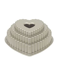 Nordic Ware Tiered Heart Bundt bakvorm 26,7 cm gietaluminium grijs