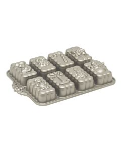 Nordic Ware bakvorm 'Holiday Mini Loaves' 8 stuks 34 cm aluminium grijs