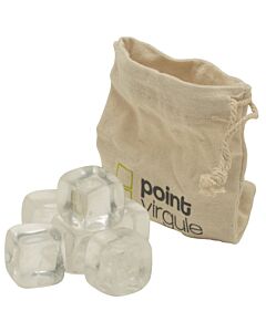 Point-Virgule Crystal Stones ijsblokjes met opbergzakje kristalglas 6 stuks