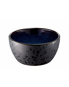Bitz kom ø 12 cm aardewerk mat zwart/glanzend donkerblauw