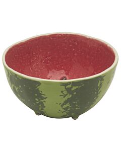 Oldenhof watermeloen kom op pootjes ø 13 cm aardewerk rood