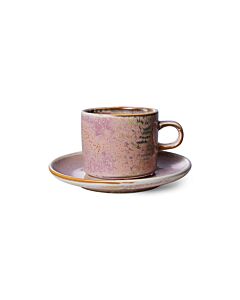 HK Living Chef Ceramics ACE7165 kop en schotel 220 ml aardewerk rustic pink