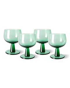 HK Living The Emeralds AGL4475 wijnglas laag ø 8,5 cm fern groen 4-delig