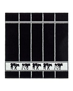 Oldenhof Zwart Bont handdoek 50 x 55 cm katoen zwart/wit
