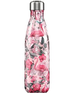 Chilly's Bottle Flamingo 3D waterfles 500 ml rvs