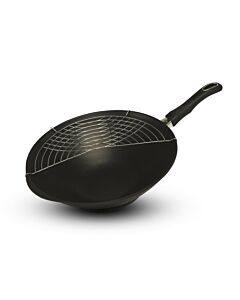 Gastrolux Expert wok met half rvs rekje ø 36 cm aluminium