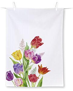 Ihr Bright Tulips Theedoek 70 x 50 cm katoen wit