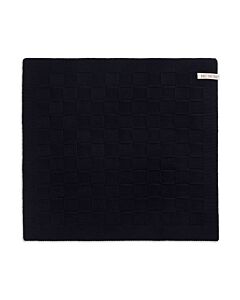 Knit Factory handdoek geruit 50 x 50 cm katoen acryl zwart