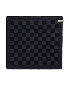 Knit Factory handdoek geruit 50 x 50 cm katoen acryl zwart antraciet