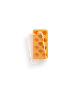 Lékué ijsblokjesvorm met deksel 11 schelpen silicone geel
