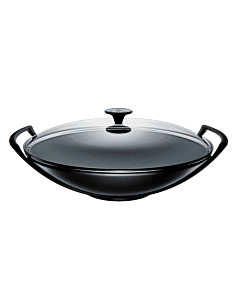 Le Creuset wok met glazen deksel 4,5 liter ø 36 cm gietijzer mat zwart