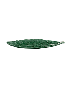Bordallo koolblad schaal ovaal 40 cm aardewerk groen