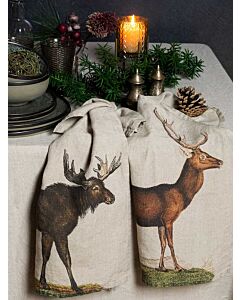 Oldenhof Deer & Moose handdoek 42 x 60 cm linnen 2 stuks