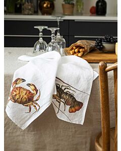 Oldenhof Crab & Lobster handdoek 42 x 60 cm linnen 2 stuks