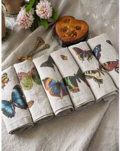 Oldenhof Flying Butterflies servet 45 x 45 cm linnen 6 stuks