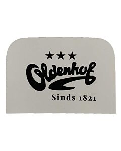 Oldenhof deegschraper met logo kunststof wit