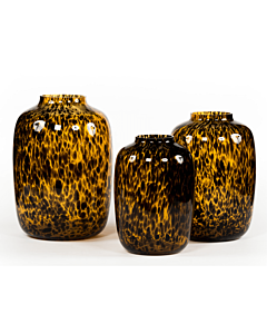 Oldenhof Leopard bulb vaas Small ø 25 x 35 cm glas bruin
