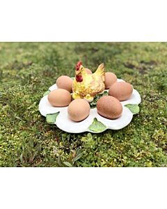 Oldenhof Kip met Kuikens schaal voor 7 eieren aardewerk