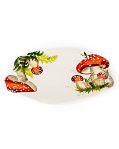 Oldenhof ovale schaal paddenstoel groot rood/wit