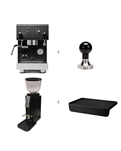 Profitec Pro 300 espressomachine mat zwart met bonenmolen, tampermat en tamper