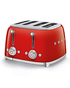 Smeg 50's style broodrooster 4 sleuven staal rood