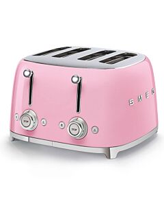 Smeg 50's style broodrooster 4 sleuven staal roze