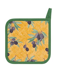 Now Designs Olives pannenlap 20 x 20 cm katoen geel/groen